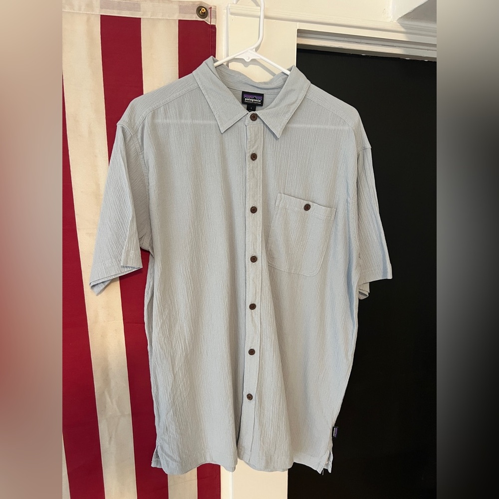 Patagonia A/C® Lightweight Button-Down Shirt; Light Blue; Large